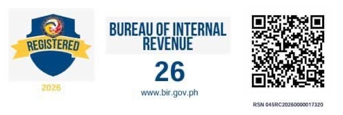 BIR Registration Seal Badge 2026, RDO 26, with verification QR code